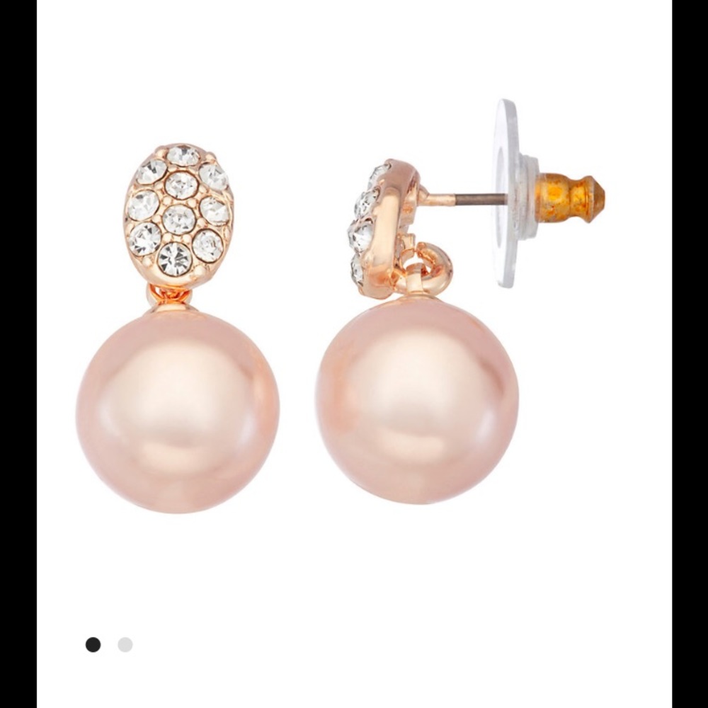 Rose Gold-Tone Pave-Post Drop Earrings
